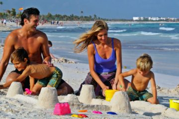 Family on beach