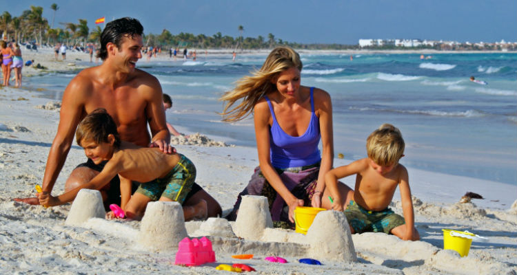 Family on beach