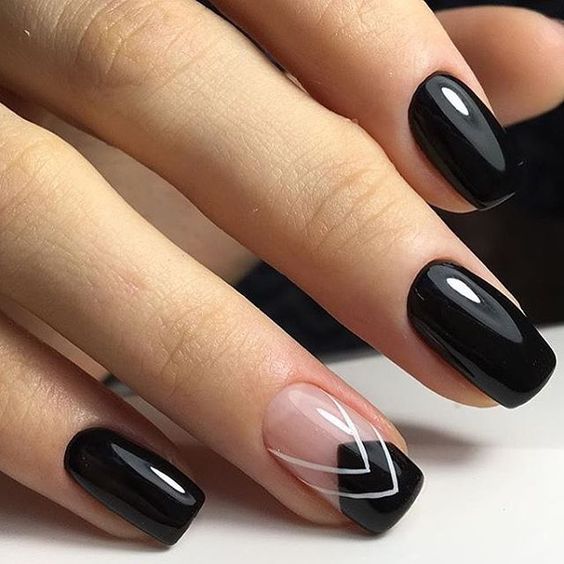 Negative space and black nail design