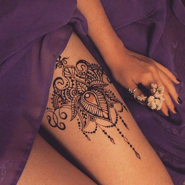 13 Amazing Thigh Henna Mehndi Tattoo Art Designs