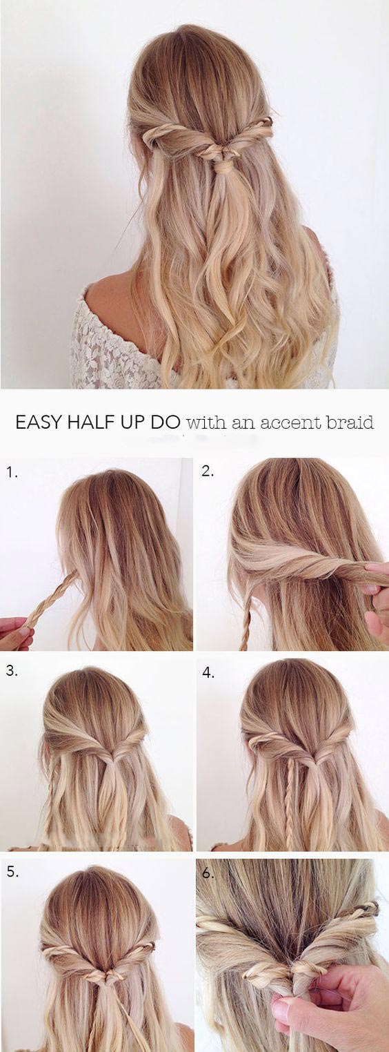 Pretty Half Updo With An Accent Braid Hairstyle