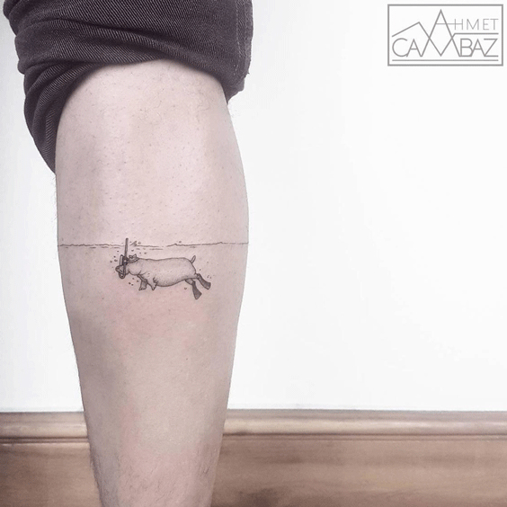 The Hippo under the water tattoo