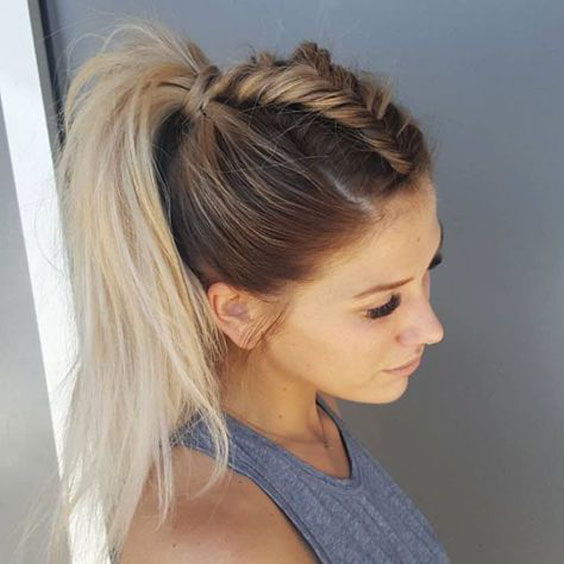 Reverse fishtail braid and pony beach hairstyles