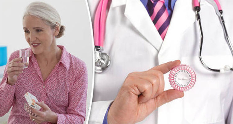 Old women consuming medication and a doctor holding medicine