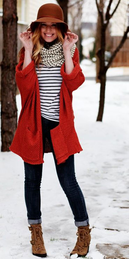 Winter Look For Teens striped t-shirt