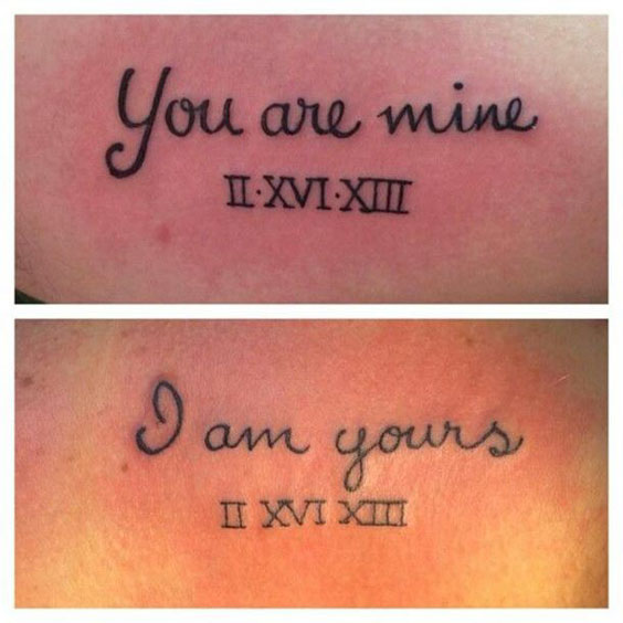 Couple tattoo idea on wedding anniversary