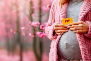 Pregnant women with IVF tag